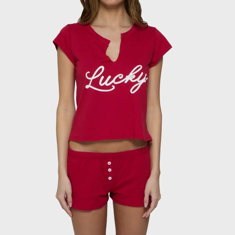 Bella Venice Red Lucky Tee and Shorts Set